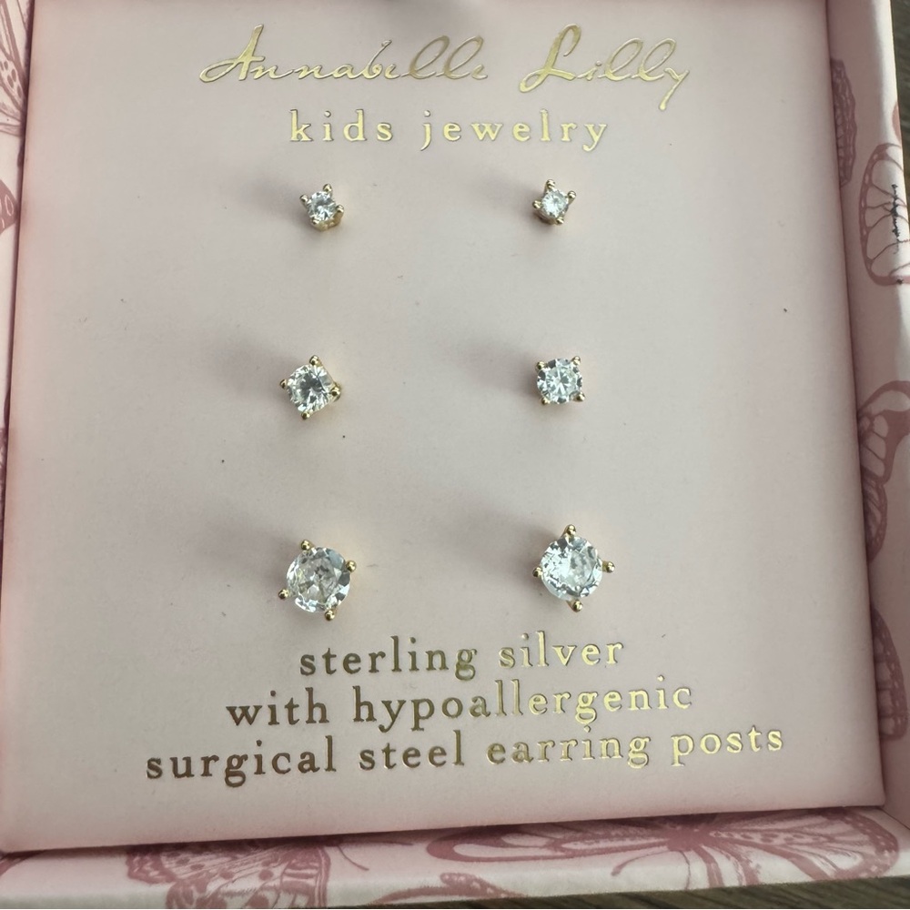 Annabelle Lilly and Sterling Silver Crystal Earrings set